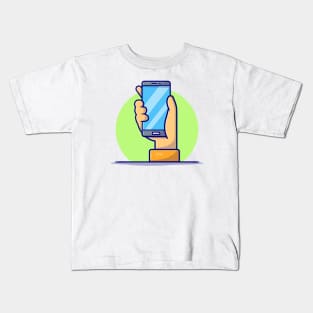 Hand Phone Cartoon Vector Icon Illustration Kids T-Shirt
